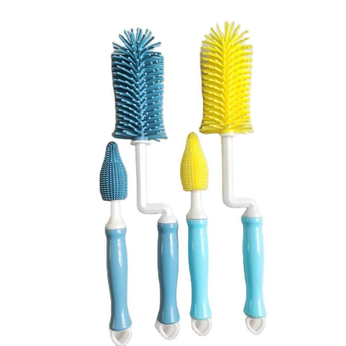 Silicone bottle cleaning brush with long handle