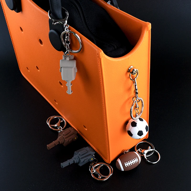 Factory Direct Wholesale Silicone Gatling Gun Key Ring PVC basketball 3D Key Chain Soft Rubber Sports Keychain