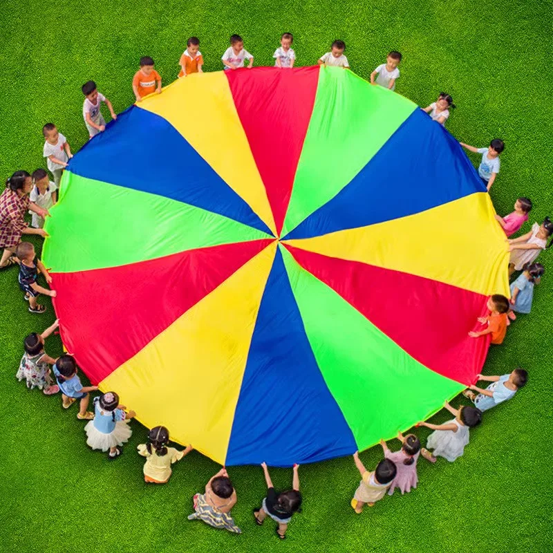 Kids Rainbow 12ft 20ft Nylon Parachute Fabric Toys for Outdoor Toys