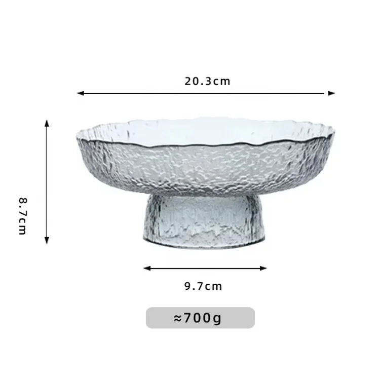 Wholesale Japanese Thickened Glass Customized Logo Glass High Foot Ice Dew Plate  For Gift