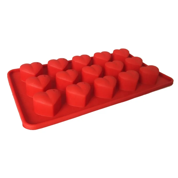 15 Cativies Matt Finished Heart Shape Silicone Candy Chocochips Chocolate Wafer Mould Ice Cube Tray