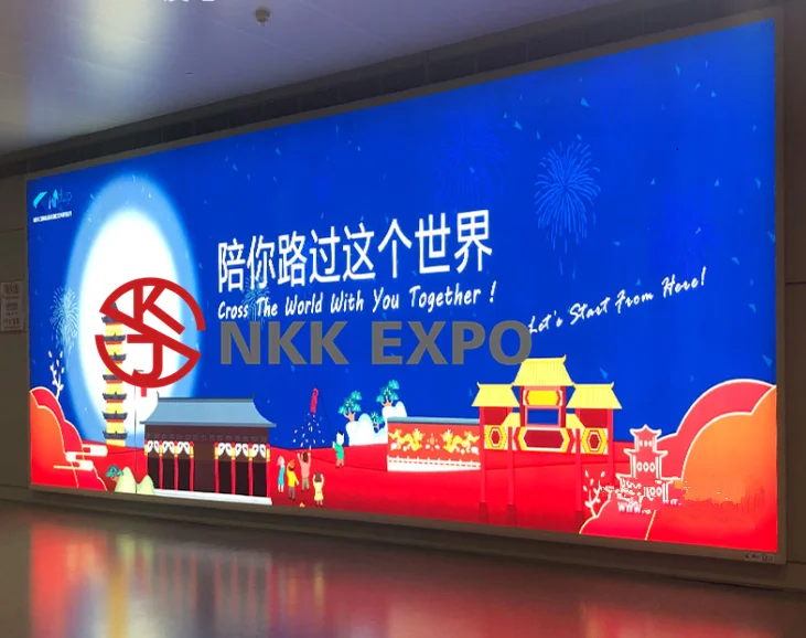 Exhibition tradeshow backdrop display SEG tension fabric led lightbox pop up backlit stand