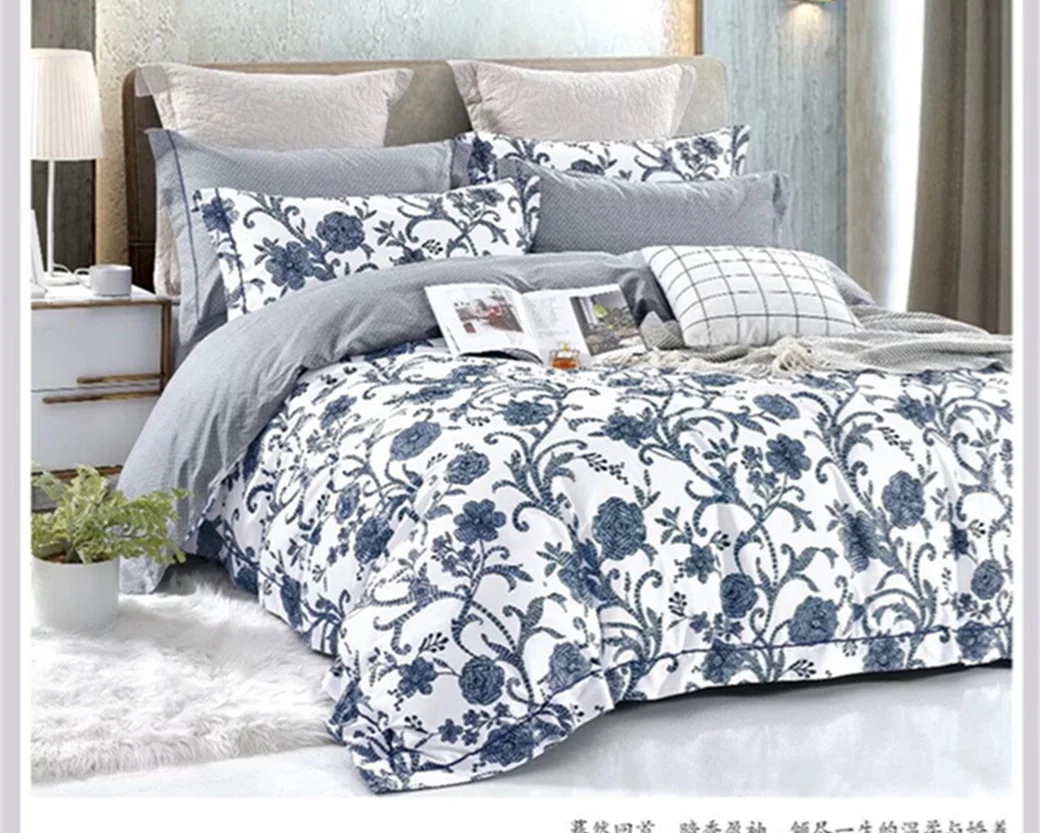 Floral Duvet Comforter Cover Bedding Set King Size-cotton Print Lightweight Elegant Aesthetic Microfiber Bedcovern Resistant