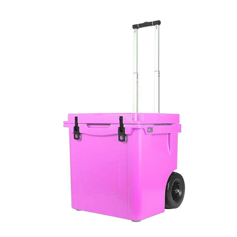 Customized 45qt high quality ice chest cooler box camping travel cooler with wheel
