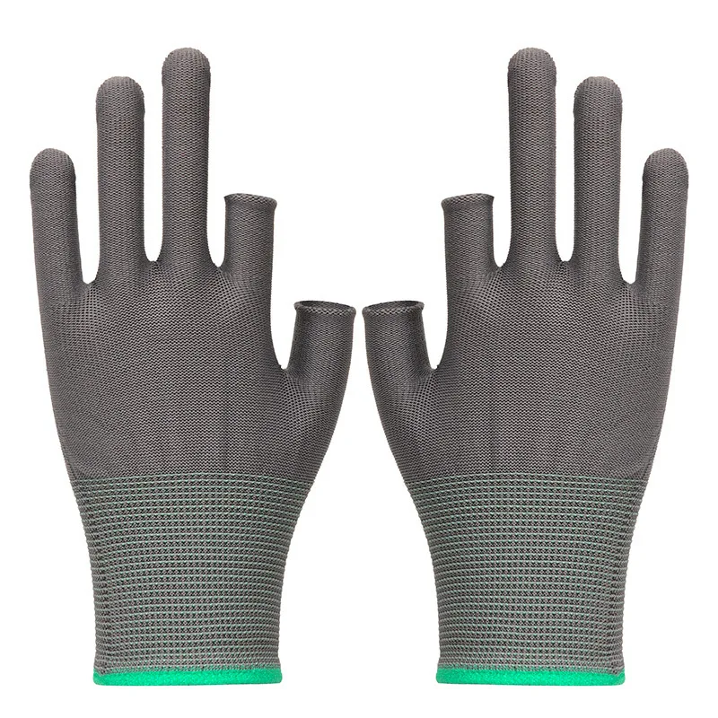 Exposed Two-finger Glove Work Gloves Thin Non-slip Half-finger Breathable Nylon Touch Screen Labor Anti Static Nylon OEM&ODM