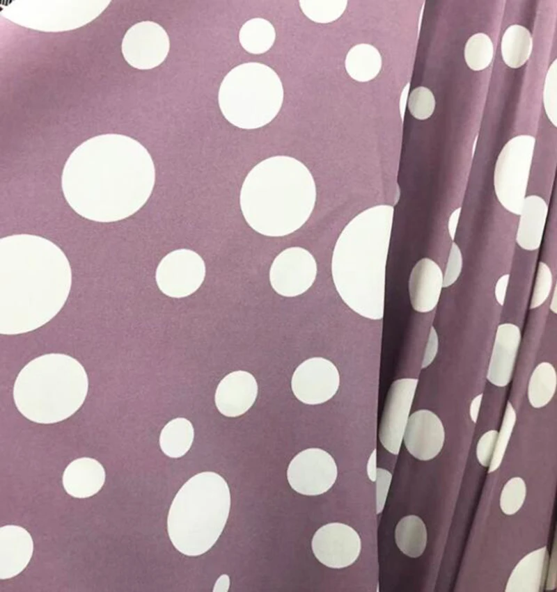 Soft Black Irregular Polka Dot Printed Chiffon Fabric for Dress Shirts by the Meter, White, Pink, Green and Purple