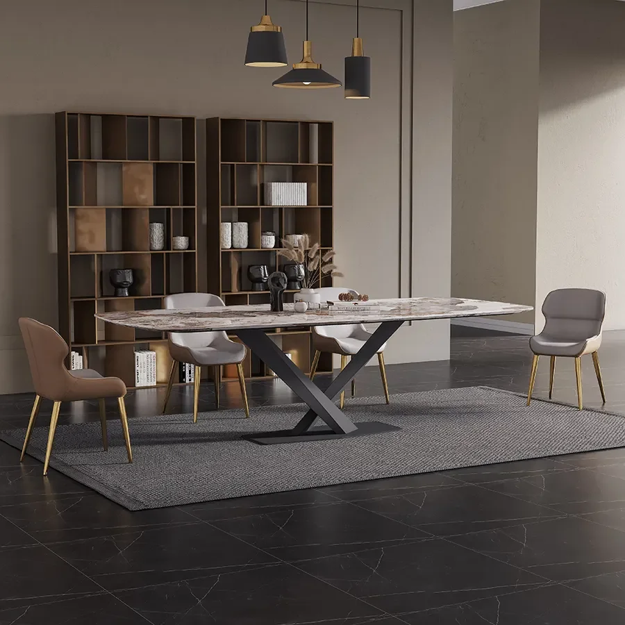 Dining room furniture set dining table for 6 white modern italian luxury dinning table set other chair dining room furniture