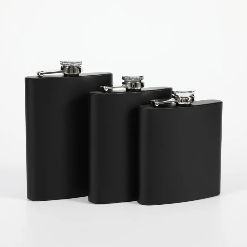 pink black steel whiskey hip flask 6oz paint color