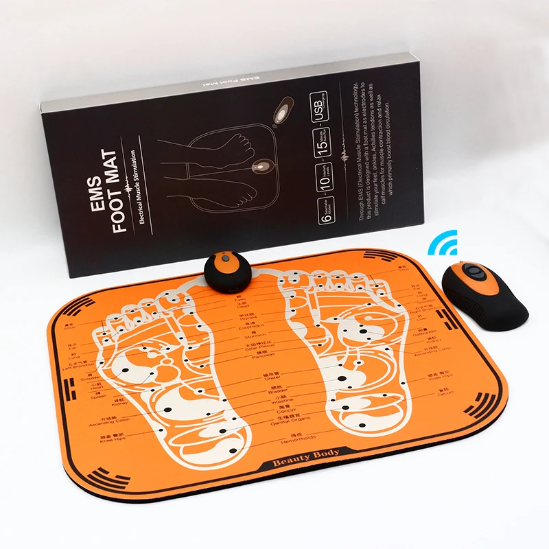 electrical foot massager with detachable control unit and soft solid foot mat cushion