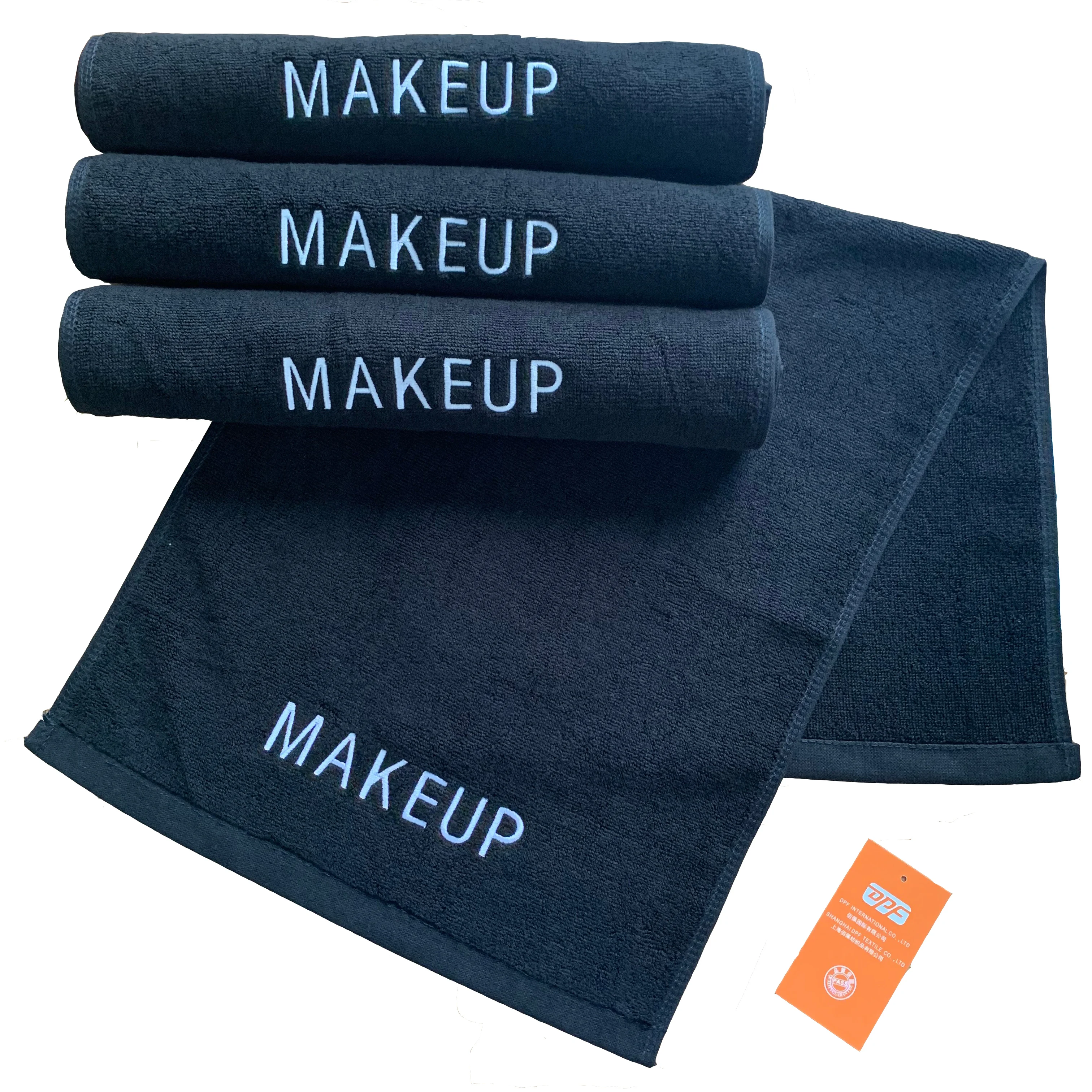 100% Cotton Black Spa & Salon Towel Customized Embroidery Towels Bleach Proof Hairdressing Towel  for Barbershop