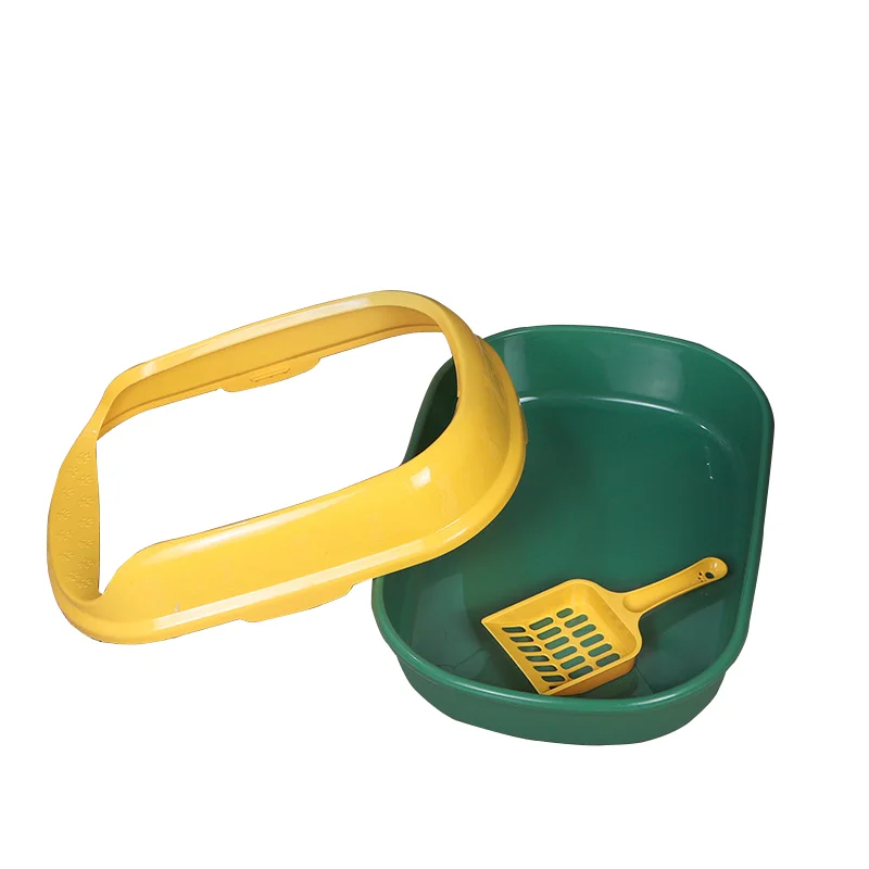 Wholesale high quality semi enclosed plastic cat litter box with cat litter shovel splash proof cat litter box