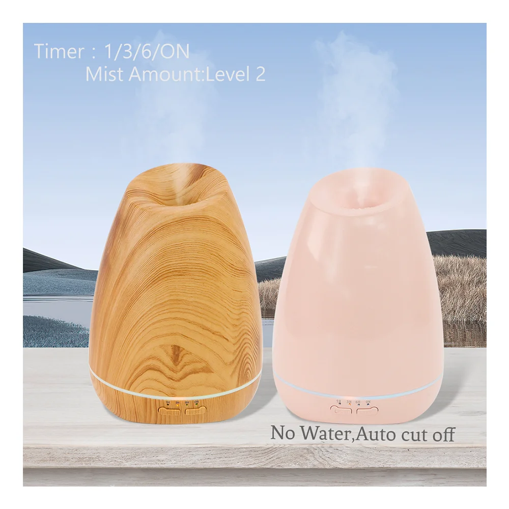 Cool Mist Maker Factory Wholesale Nice Pice Humidifier Colorful Atmosphere Lamp Wooden Grain Air Humidifiers with LED Lights