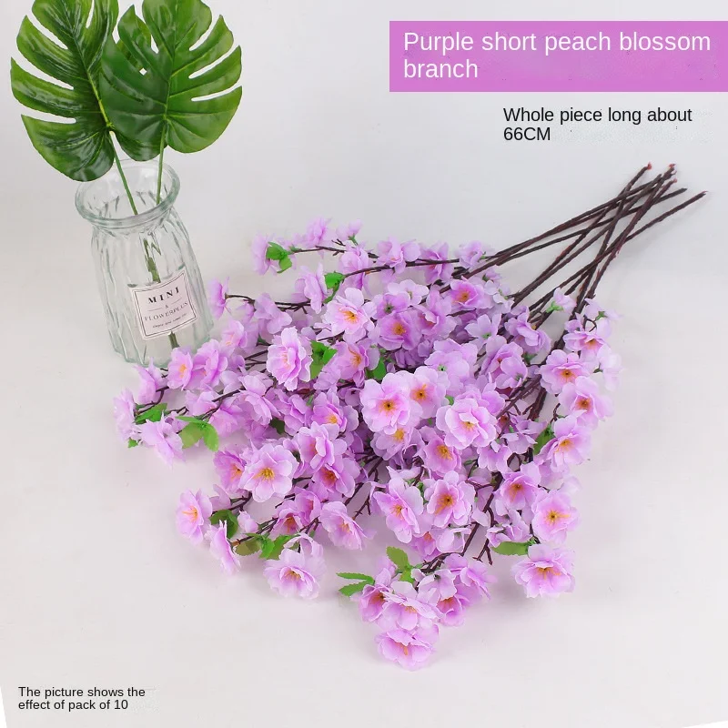 Artificial peach blossom branch fake peach blossom tree plum blossom branch wedding decoration flower simulation plant outdoor f