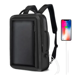 BOPAI Men Business Travel Waterproof Expandable Laptop Bag 15.6 Inch USB Charging Anti Theft Office Backpack