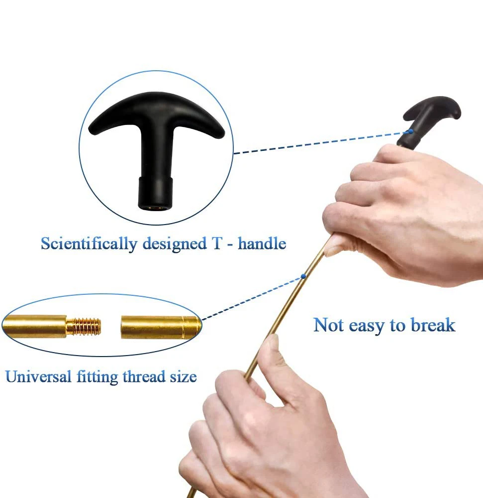 Universal gun Cleaning Kit.22 .357/.38/9mm .40 .45 Caliber Cotton mop Bronze Bore Brush