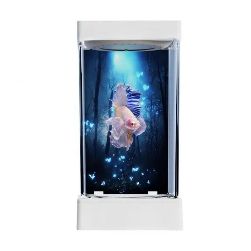 Aquarium Fish Tank LED 8 Light Colors USB Switch Replaceable Background Home Office Artificial Aquatic Plant Desk Table Fishbowl
