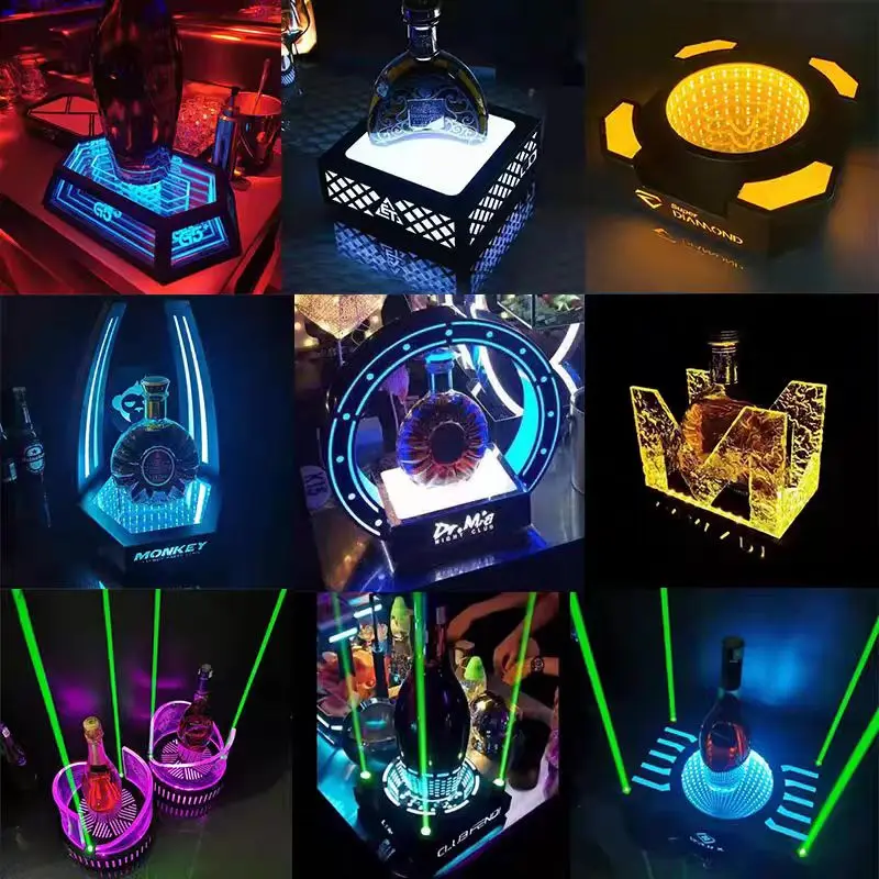 Factory rechargeable plastic acrylic night club bar lighted liquor beer wine whiskey bottle holder stand presenter led Glorifier