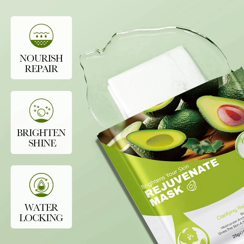 OEM FAYANKOU Wholesale Korean Avocado Clarifying Rejuvenating Face Mask Sheet Plant Extracts Hydrating Nourishing Facial Mask