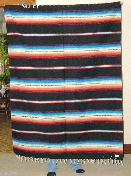 Large Artisanal Mexican Blankets Colorful Fiesta Beach Yoga Outdoor Throw Mexican Serape Blanket