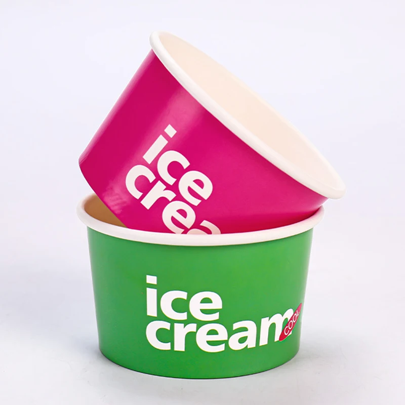 Biodegradable 100Ml 150Ml 500Ml Icecream Paper Cup Custom Printed 3oz 5oz 8oz Disposable Dessert Yogurt Ice Cream Paper Tubs Cup