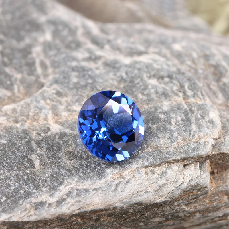 Blue color Round Lab Sapphire Gemstones AGL Certified Fine Jewelry Loose  gems 5A Grade Lab Grown Sapphire