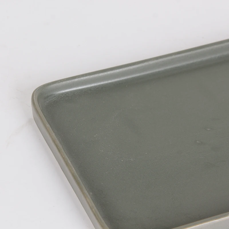 Sample Style Rectangle Dark Gray Color Fruit Salad Plate Porcelain Tableware Cheap Ceramic Dish Plate