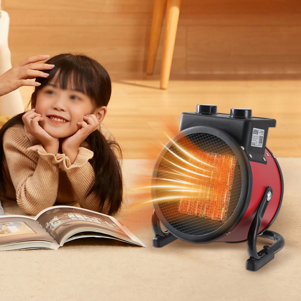 WINNING STAR ST-4085 Mini Free Standing Portable 2400W Hot Air Blower Electric PTC Space Round Fan Heater Element With Handle