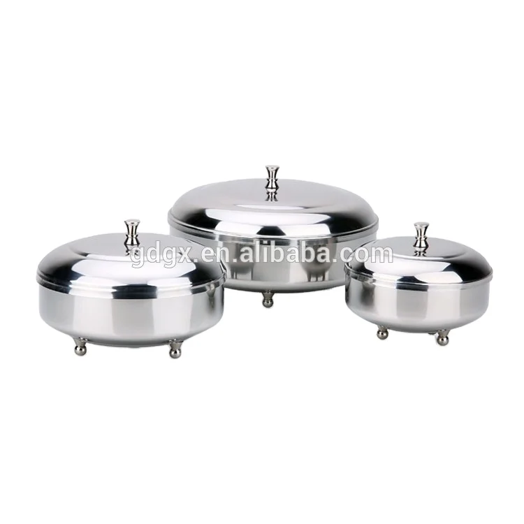
Stainless steel hotel sugar can with lid, spice bowl, metal sugar bowl with 3 feet 