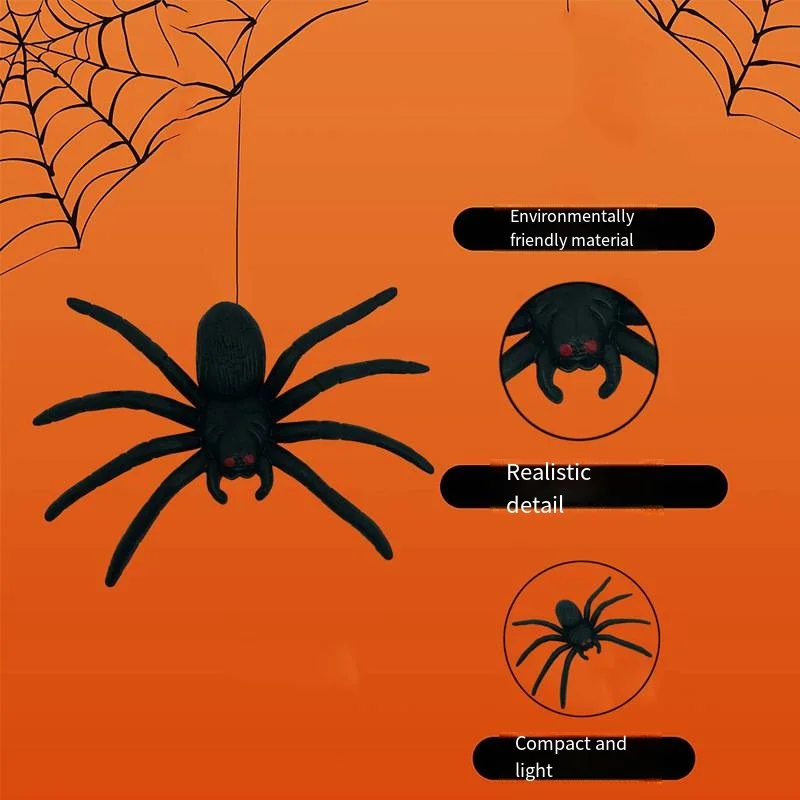2024 New Halloween Decoration 7*5cm Huge Giant Spider With Large Cobweb Spiderweb Party Haunted House Prop
