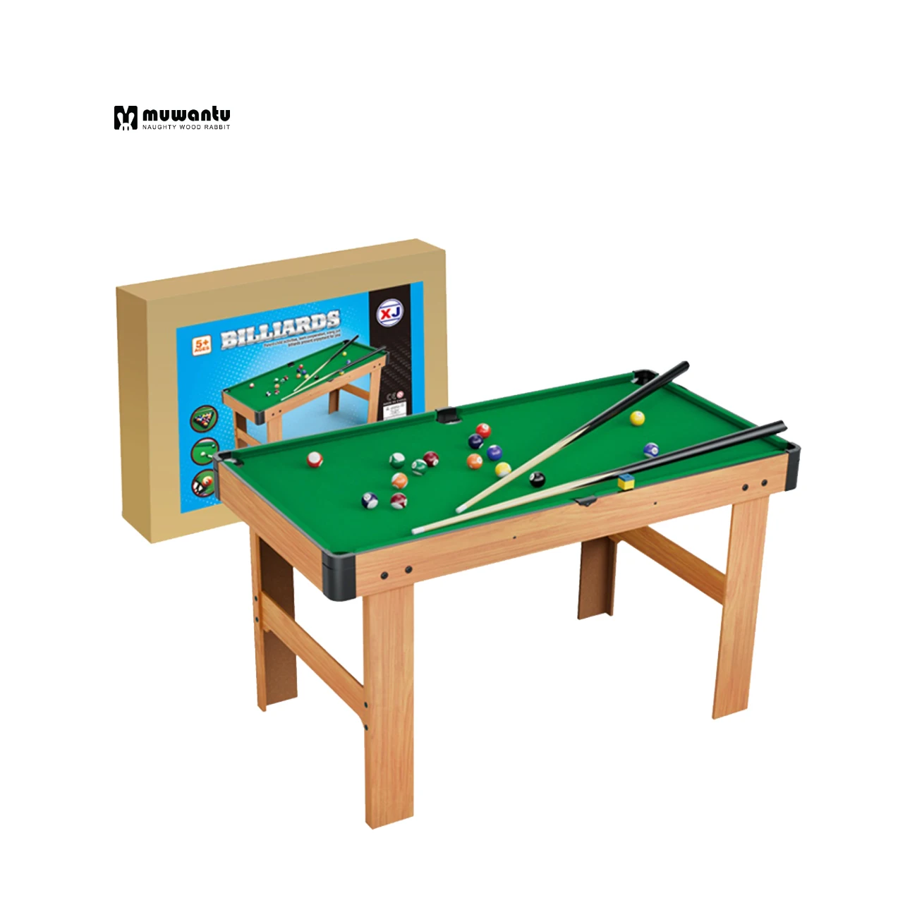 47-Inch Folding Billiard Table for Kids Unisex Pool Game with Cues Triangle Chalk Brush Gift