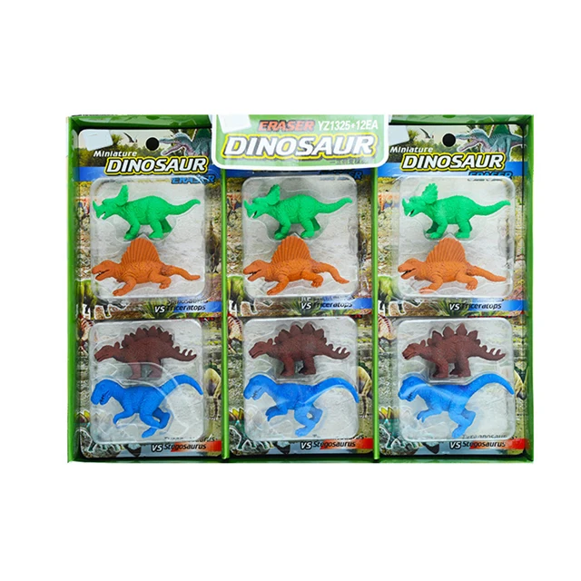 Mulit-Purpose Four Color Material Rubber Toy Small Dinosaur Eraser For Boys