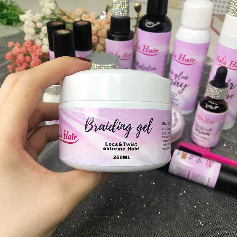 Big Size Extra Hold Loc & Twist Conditioning Shining Braid Gel Custom Logo Natural Ingredients Unisex Adults Hair Gel