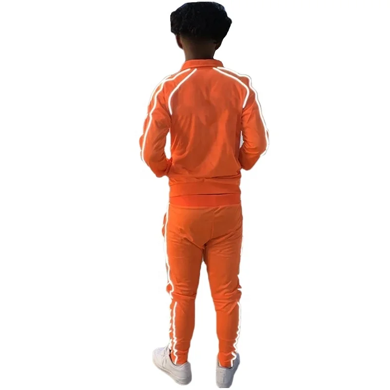 Top Quality 3m Reflective Side Stripe Tracksuits Men Slim Fit Zipper Sweatsuits