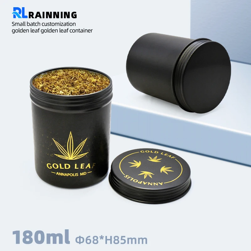Low MOQ 200ML/6.7OZ Matte Black Metal Tea Tins Aluminum Storage Can Tall Metal Tin Jar With Screw Lid For  Food