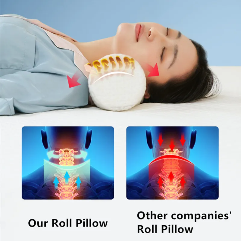 Memory Foam Neck Roll Pillow Cylinder Yoga Bed Bolster Pillow for Sleeping Viscose Bamboo Tube Pillow for Spine Discomfort