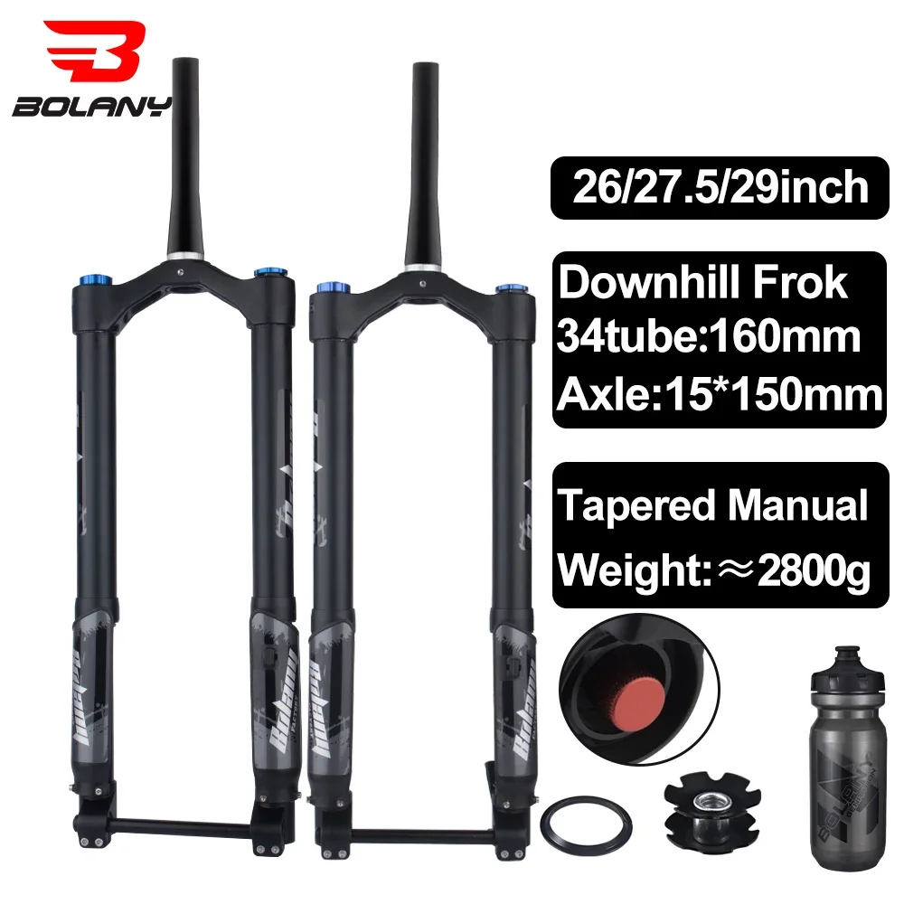 Bolany Inverted Fork Thru Axle 150*15mm For 26inch Snow Bike MTB E-bike *5.0 Fat Tire Suspension Shock Absorber