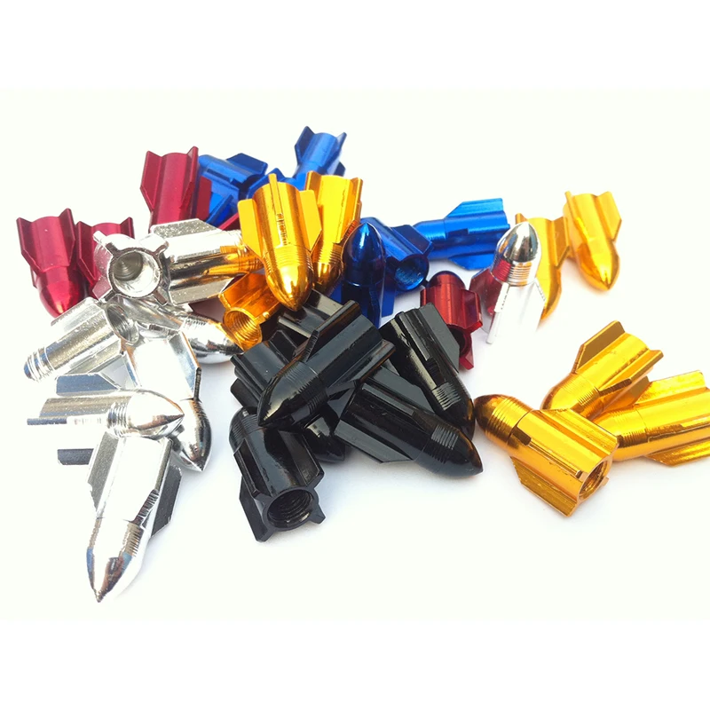 Aluminum Alloy Rocket shape tire tube valve Car Tire Dustproof  Colorful Valve