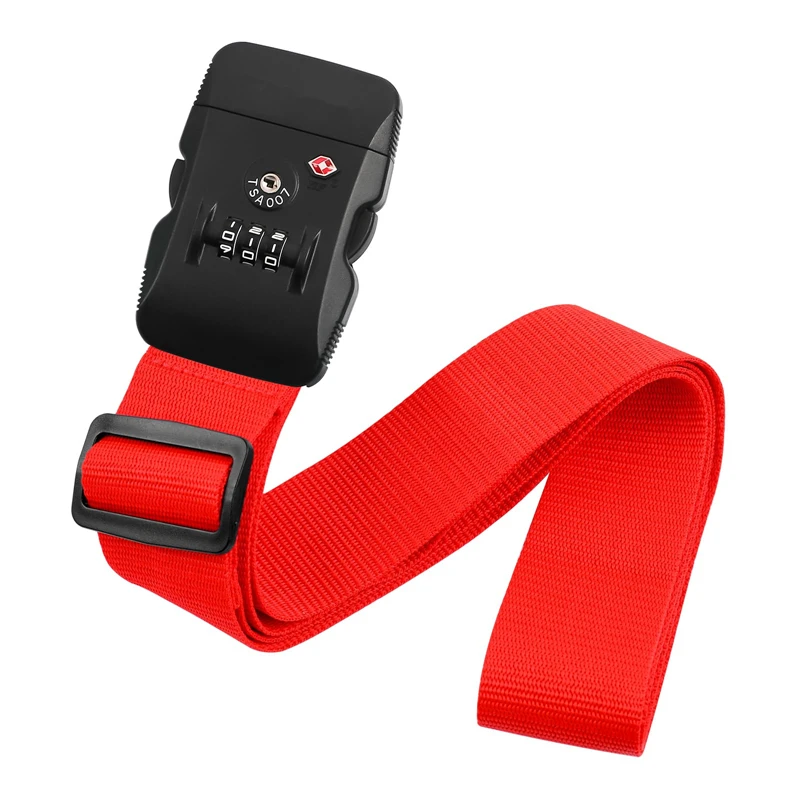 Travel Durable PP TSA Combination Lock Suitcase Strap Bright Color Adjustable ABS Buckle Password Strap For Protect Your Luggage