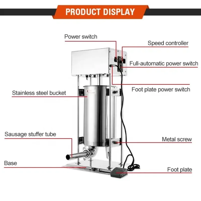 Professional Big volume Russian Ham Sausage Stuffing Filling Machine Vertical Sausage Filler Making Machine