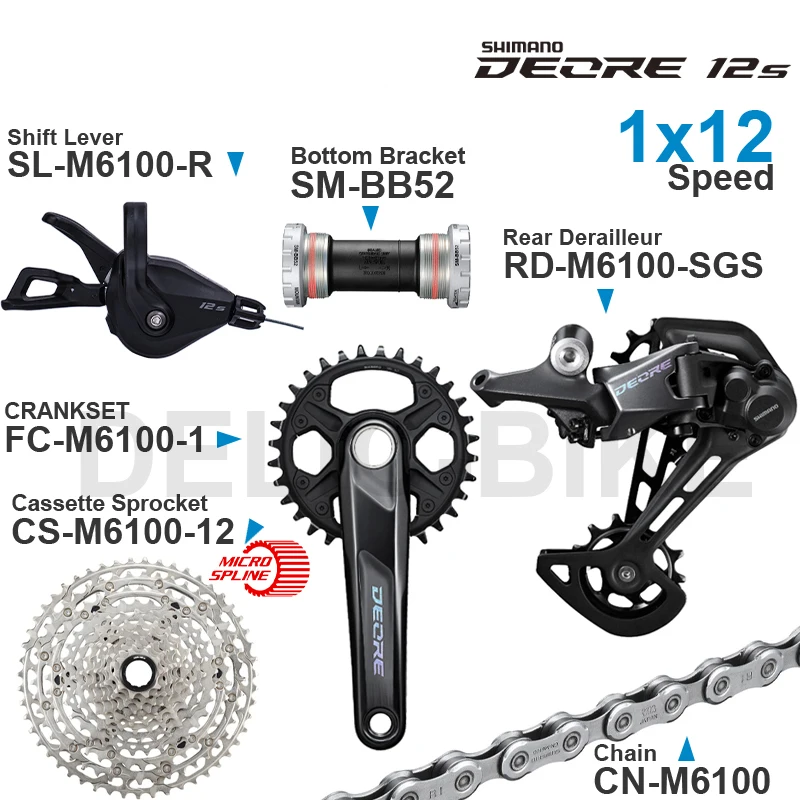 SHIMANO DEORE M6100 12v Groupset Shifter Rear Cassette Sprocket Chain CRANKSET 1x12-speed Bottom Bracket parts for MTB bike