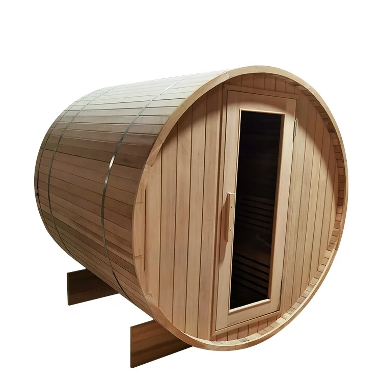 Factory Direct Sales 8 Person Solid Wood Traditional Outdoor Barrel Sauna Steam Red Cedar