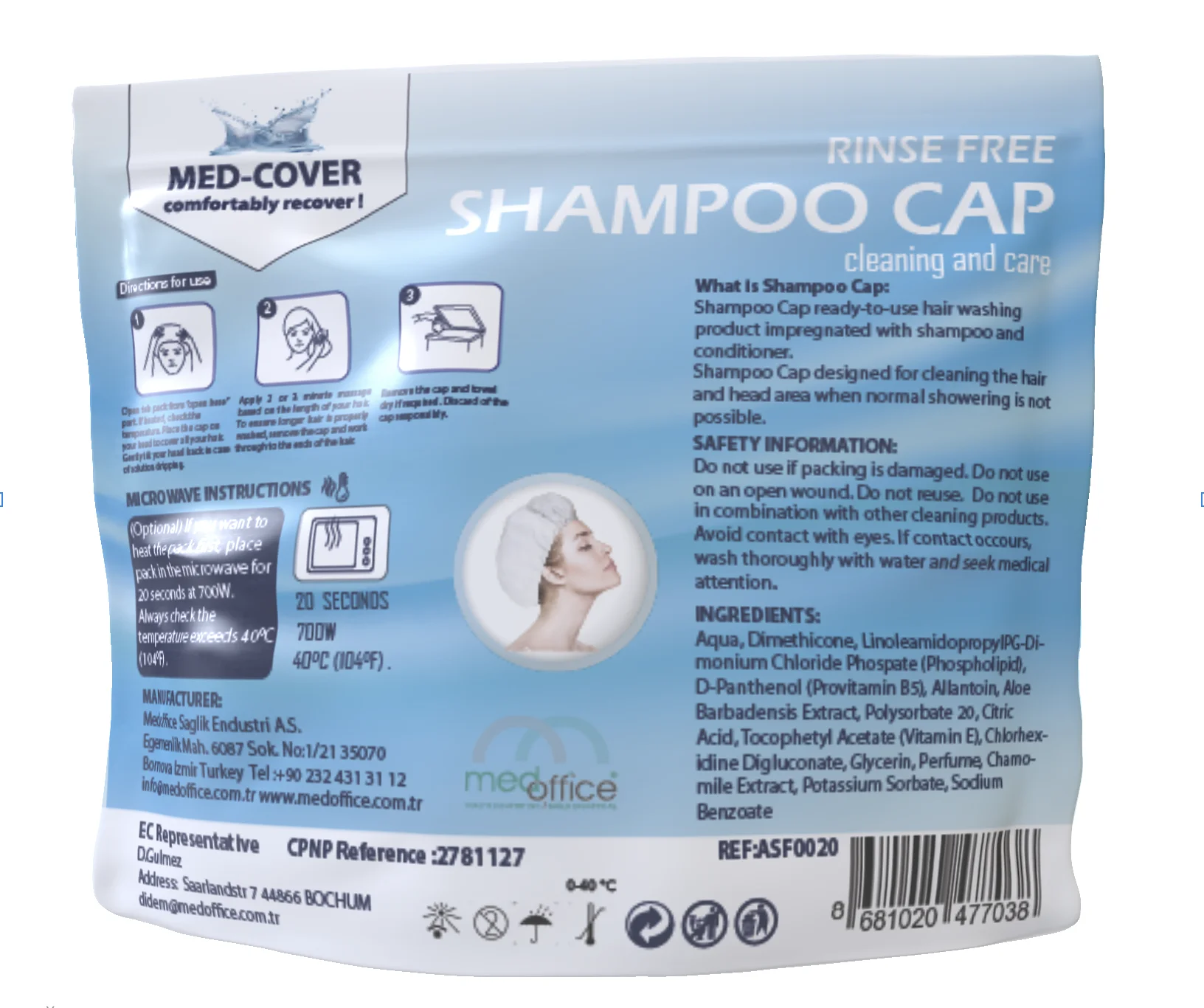 
Med-Cover Rinse free Shampoo Cap 