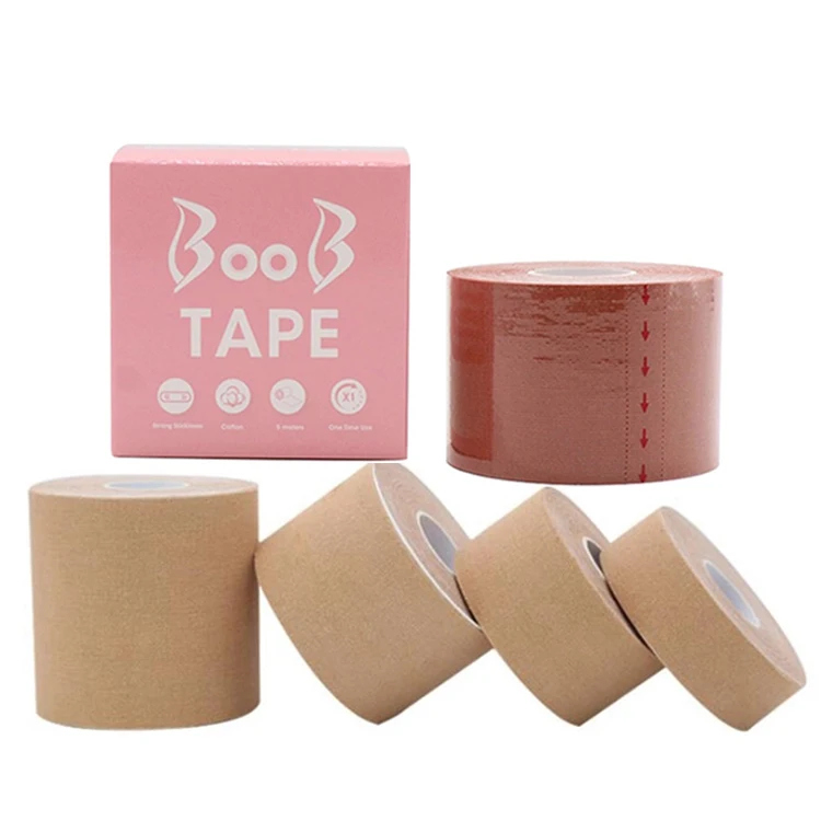 Private Label Plus Size Brown Wide Booby Tape Bra Roll Wholesale Instant Push Up Adhesive Breast Lift Boob Tape With Cover