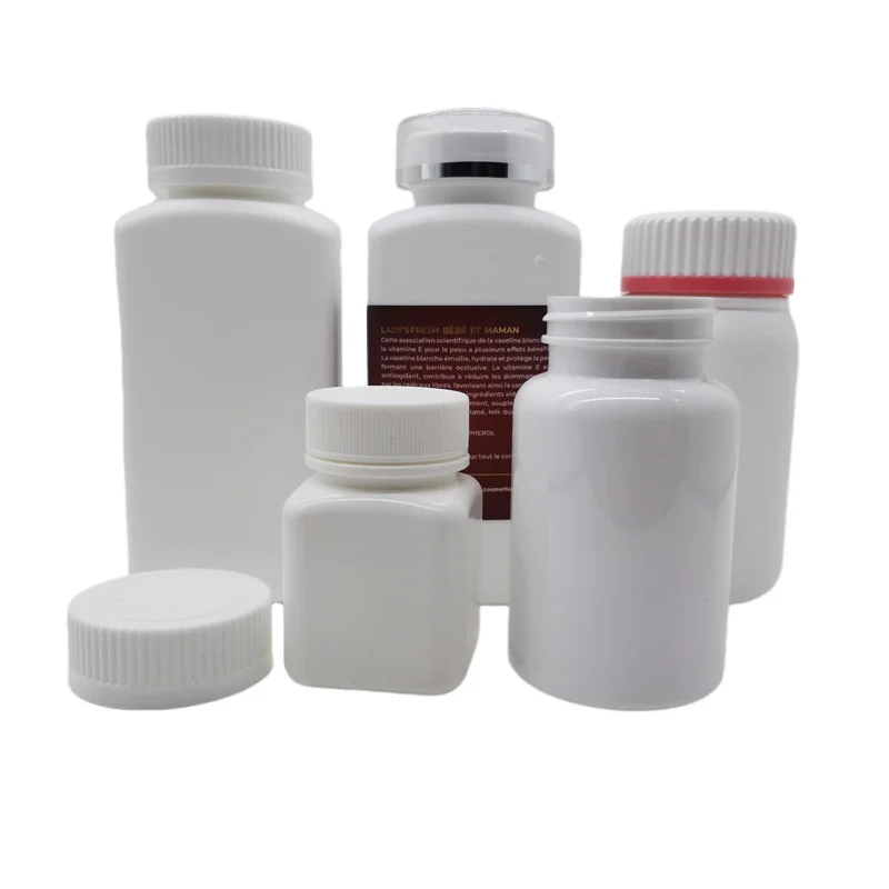 Open mouth plastic health care products container medical pill bottle with lid