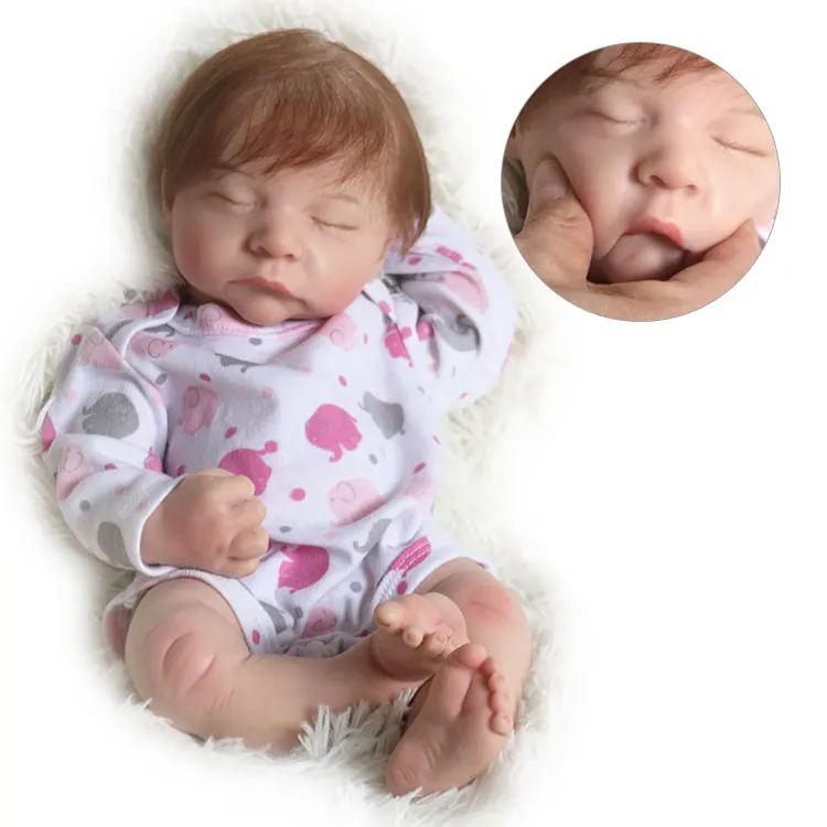 Silicone Baby Doll Realistic Reborn 16inch Sleeping Reborn Dolls Customize Painted Reborn Doll Handmade Bebe Solid Silicone Dol