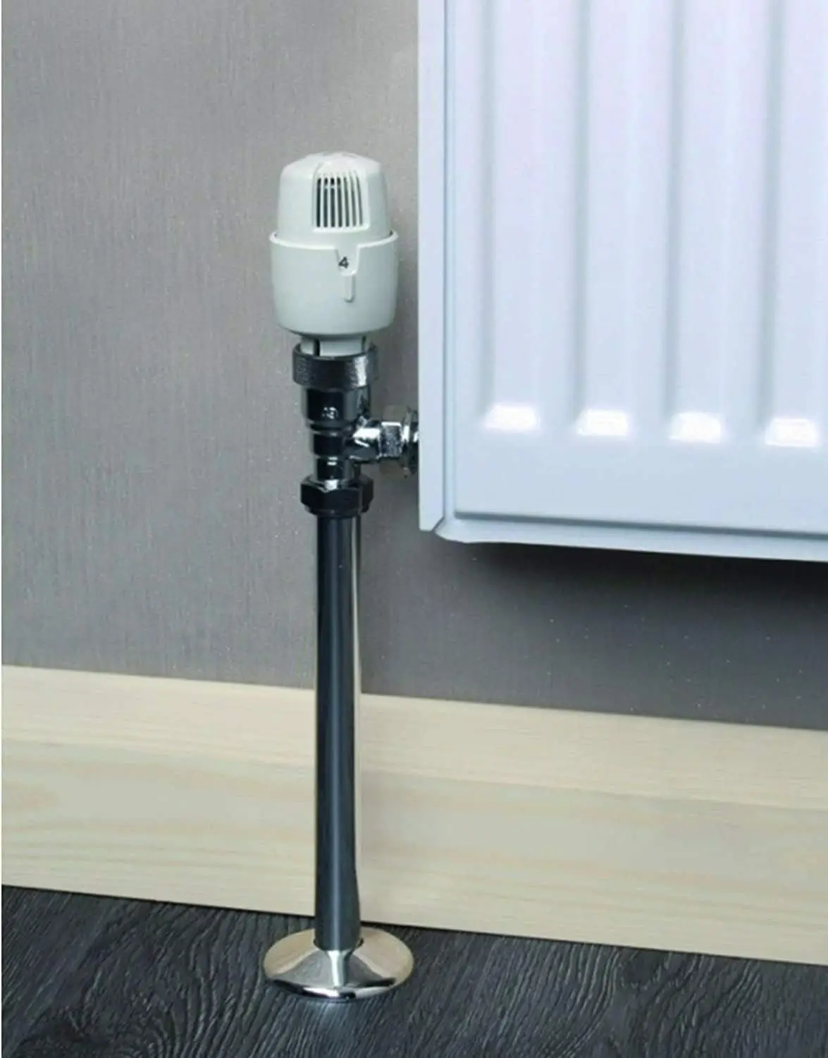 2 x Radiator Pipe Sleeve Covers and Pipe Collars in Chrome Effect 15mm x 200mm and 18mm x200mm