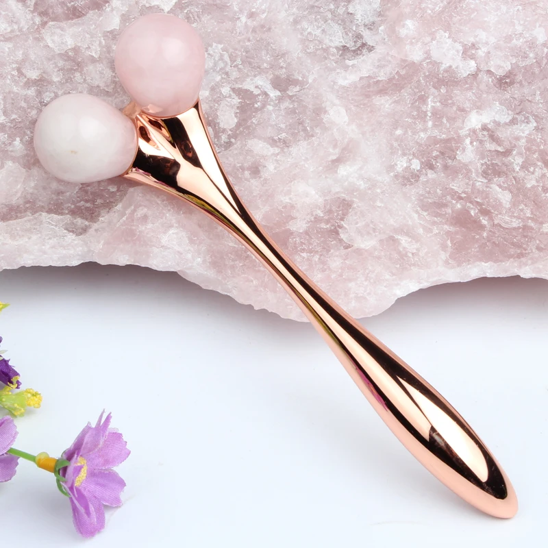 New Arrived 3D Rose Natural Stone Jade Roller Facial Massage Tool Summer Face Guasha Massager Gua Sha Scraper 3D Jade Roller