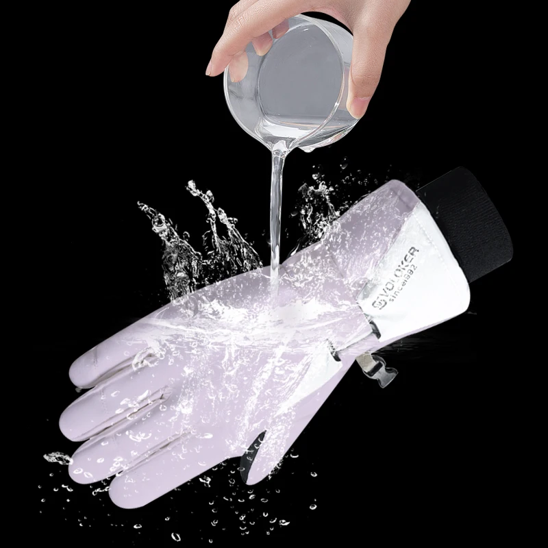 Winter Warm Ski Snowboarding Gloves with 5 Finger Lining Waterproof Leather Gloves with Bag for Outdoor Sports for Children