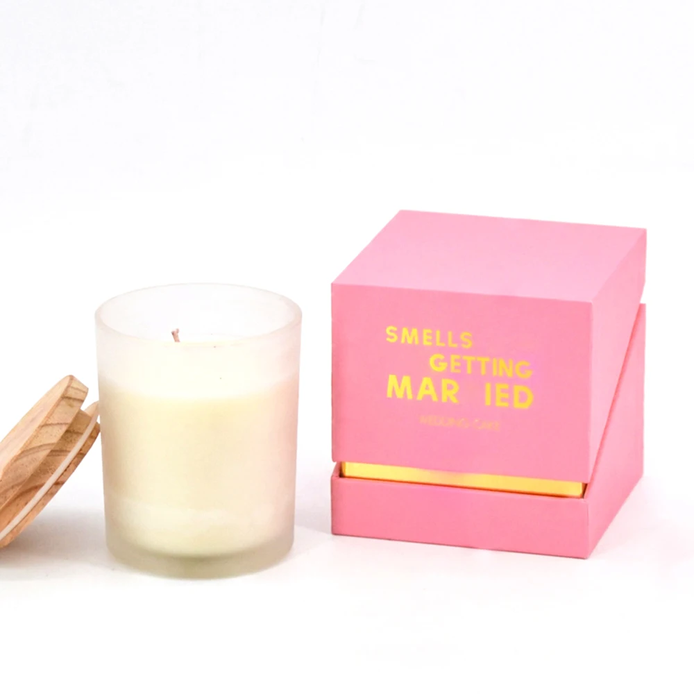 Wholesale Custom empty paper box for candle jar luxury 2 piece scented candles gift box set packaging with ribbon decorative