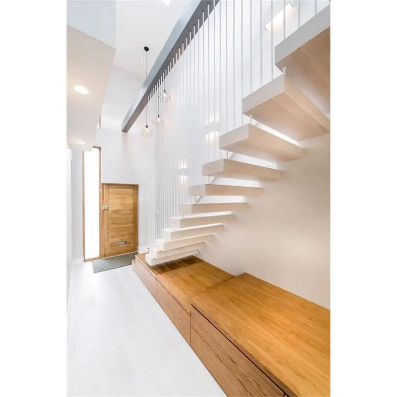 China Modern Stair Floating Straight Stairs Interior Staircase Villa Indoor Steel Stairs